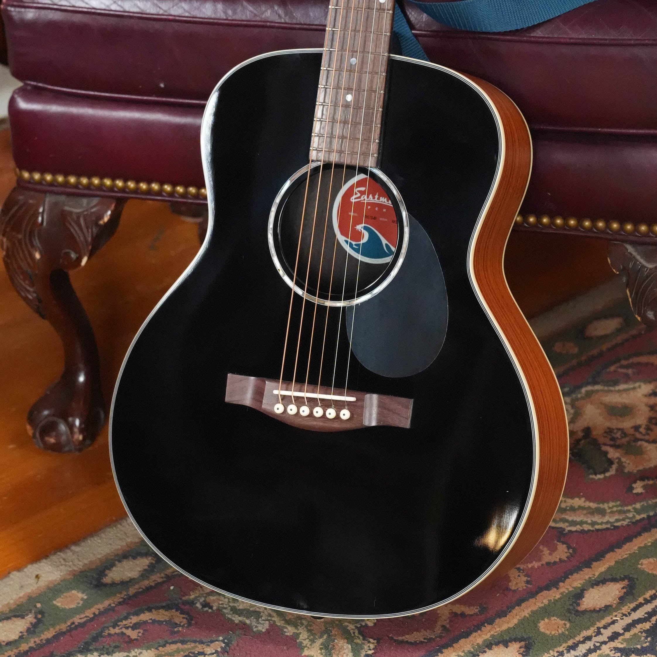 *Stage Ready* Eastman PCH2-TG-BK Black Top Travel Acoustic Guitar #4156