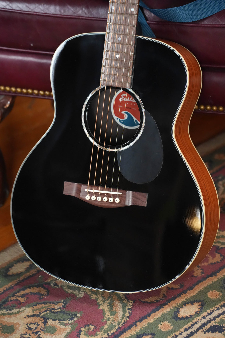 *Stage Ready* Eastman PCH2-TG-BK Black Top Travel Acoustic Guitar #4156