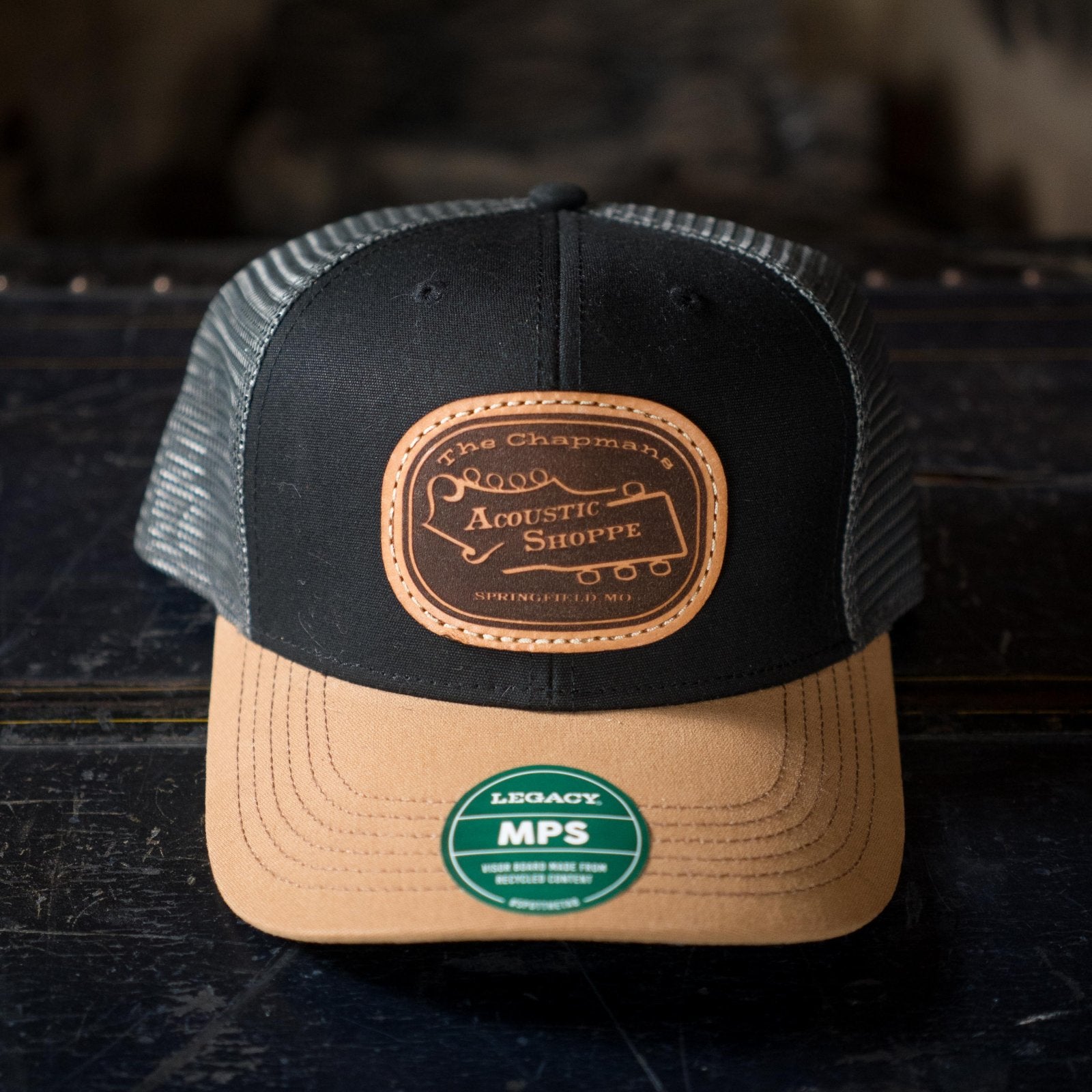 TAS Leather Patch Legacy Badge Trucker Cap - Black/Gray/Brown