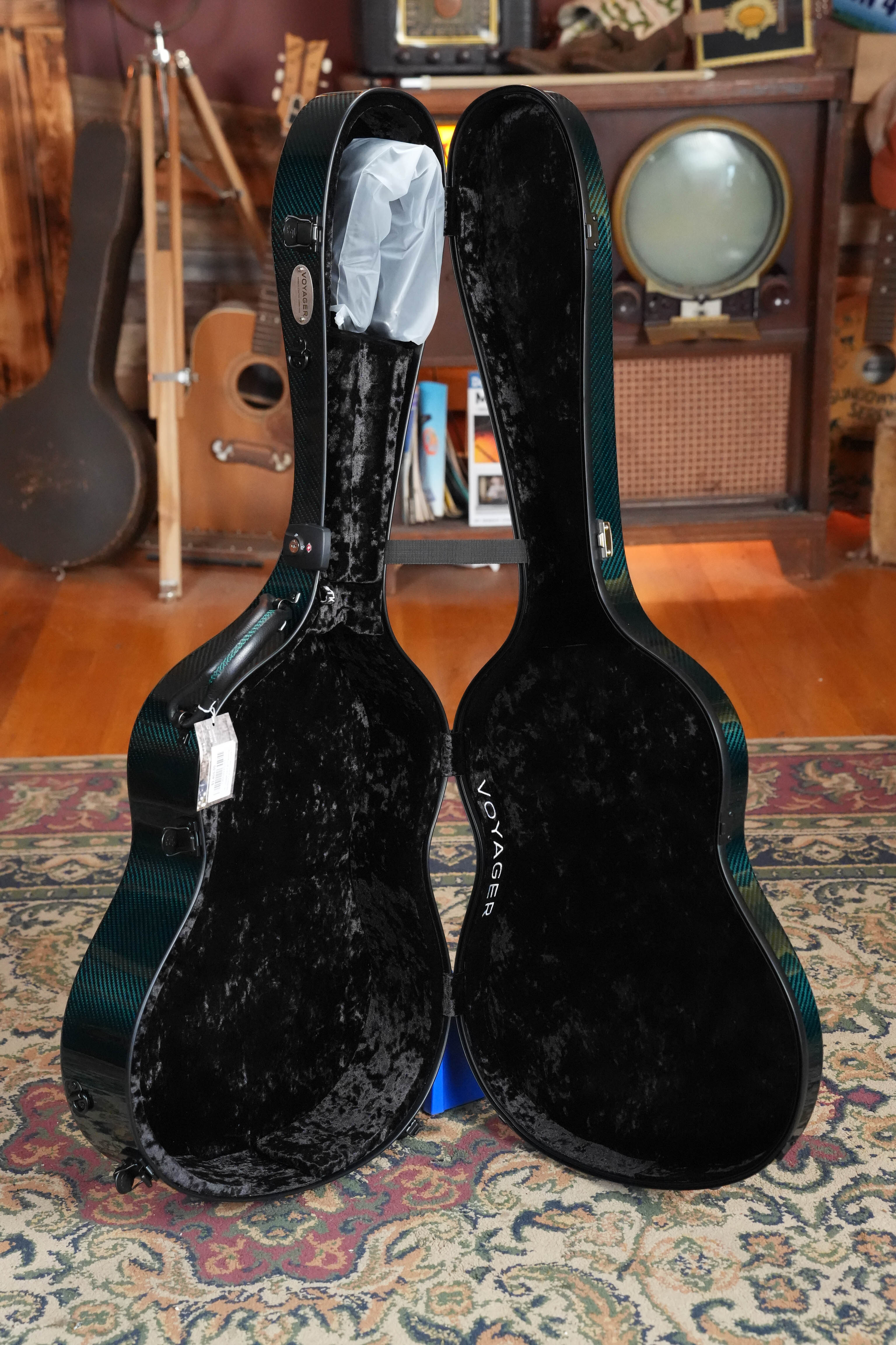 TKL Voyager 14-Fret Traditional OptiX Teal/Black Carbon Fiber Triple O/ Orchestra Model Case