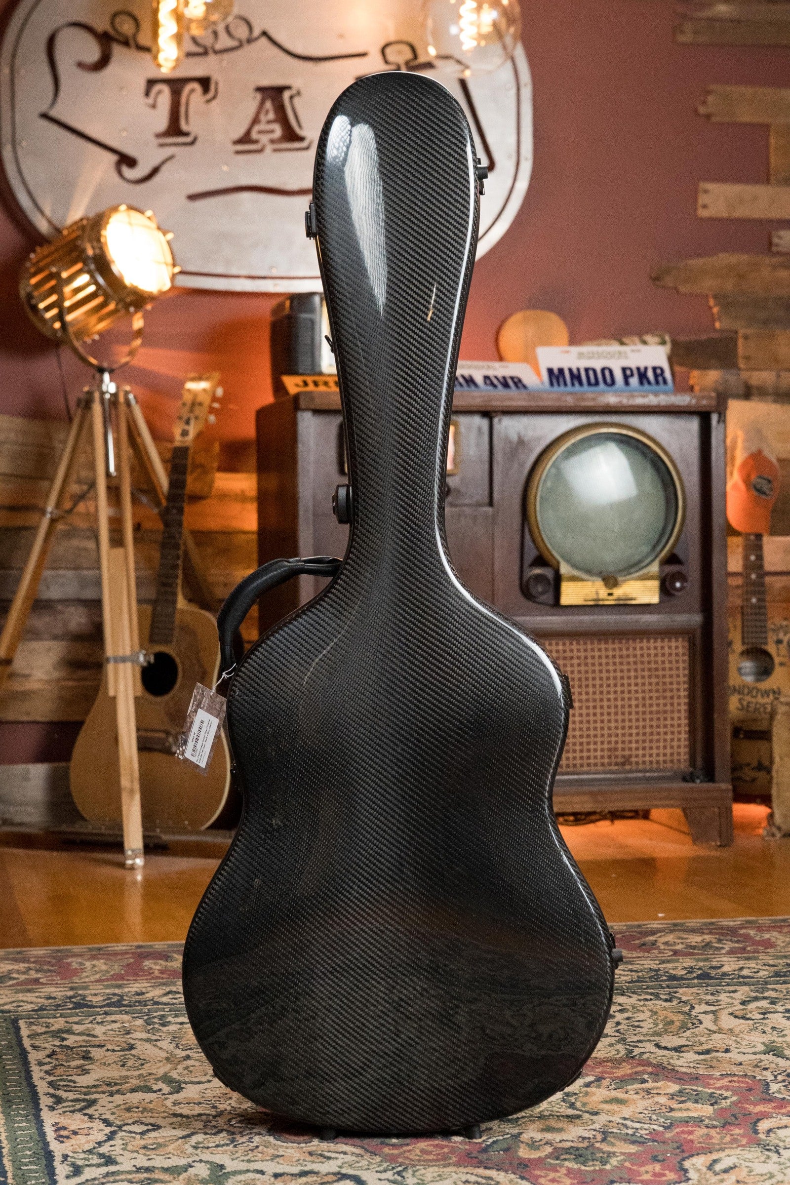 TKL C4002 Voyager Carbon Fiber Classical OOO/OM 14F Case - Black w/Blue Interior