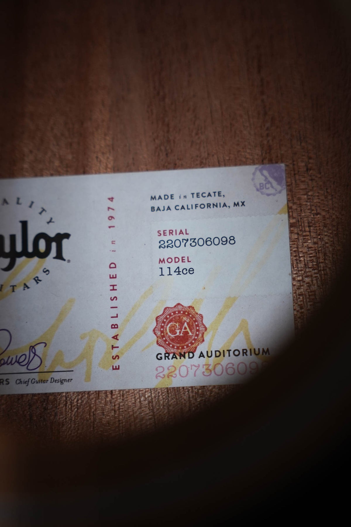 Taylor 114ce Grand Auditorium Acoustic-Electric #6098