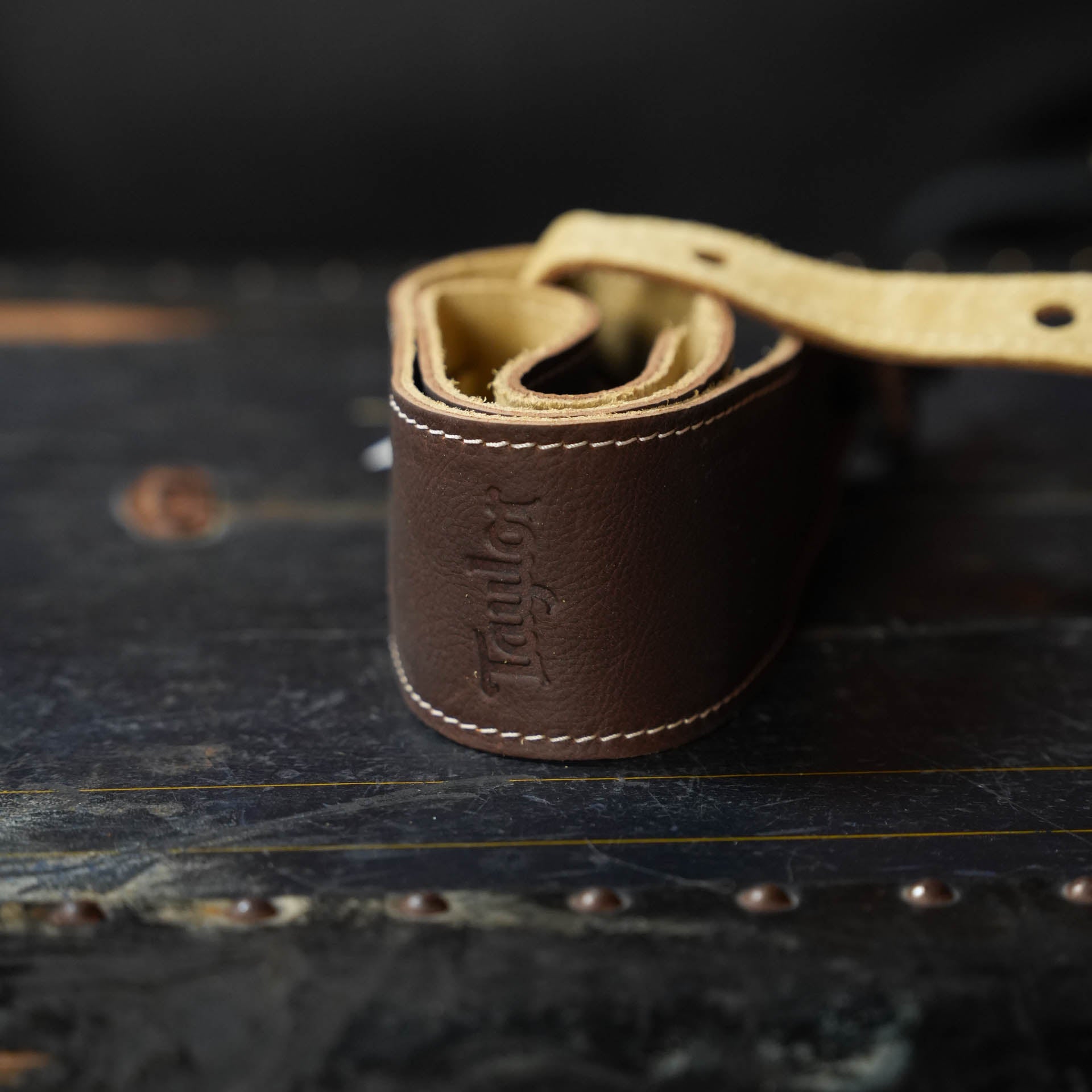 Taylor 2.5" Leather Guitar Strap, Suede Back, Chocolate Brown