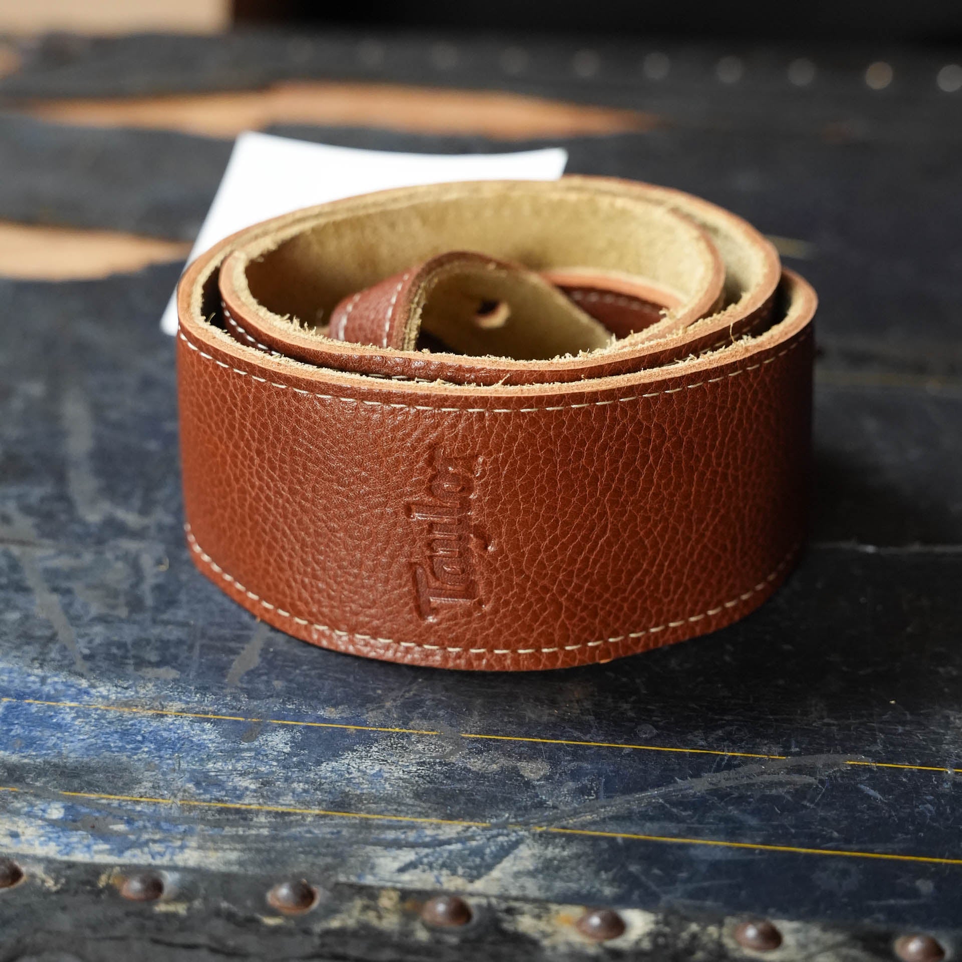 Taylor 2.5" Leather Guitar Strap, Suede Back, Medium Brown