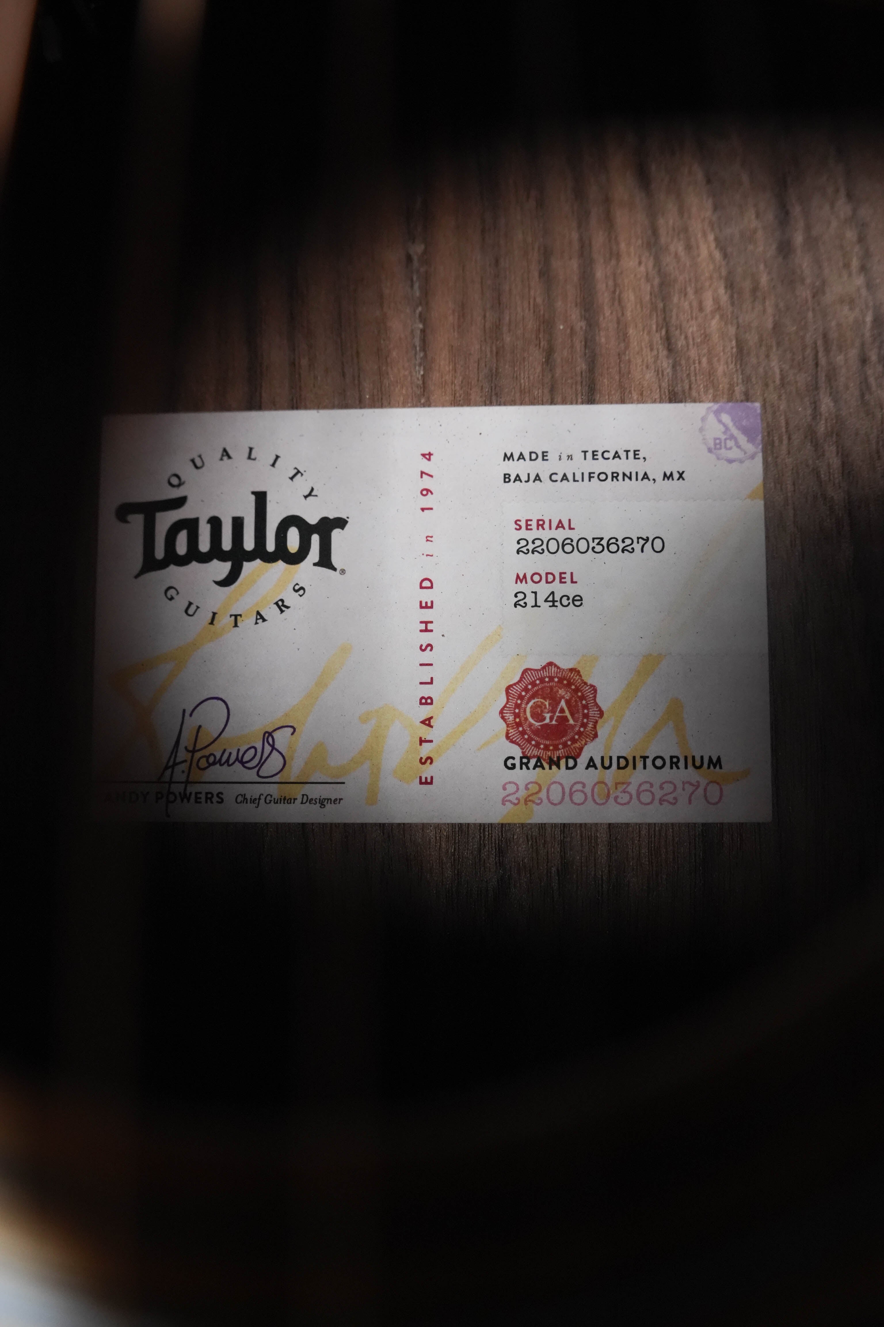 Taylor 214ce Grand Auditorium Acoustic-Electric #6270