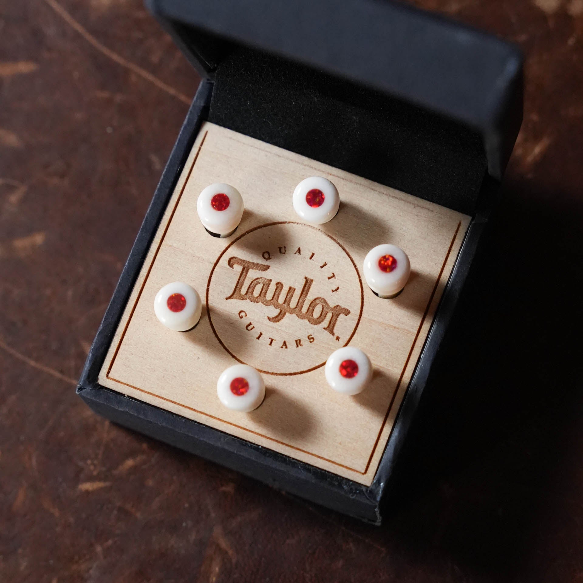 Taylor Bridge Pin Set, Bone, White w/Red Opal