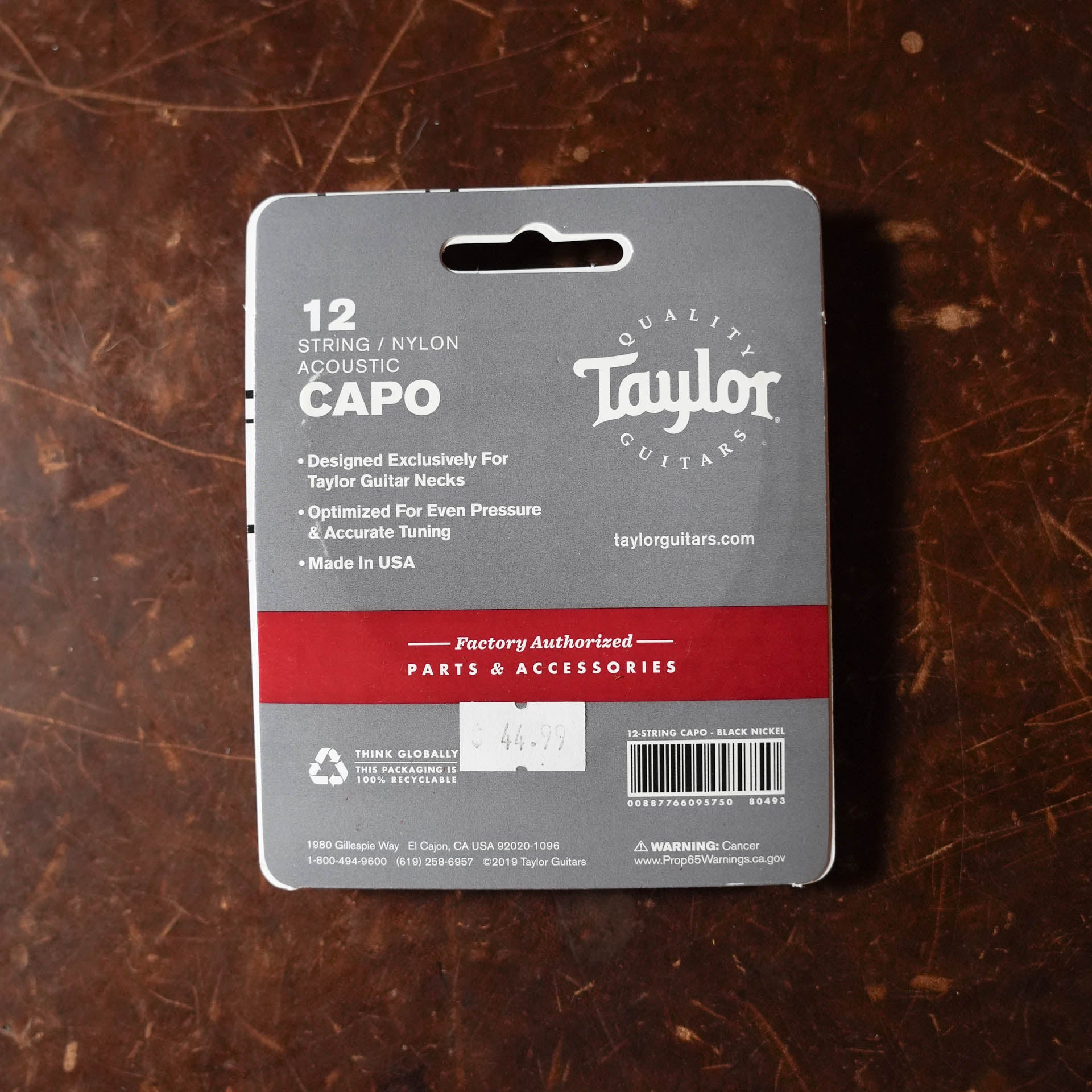 Taylor Capo, 12-String/Nylon, Black Nickel