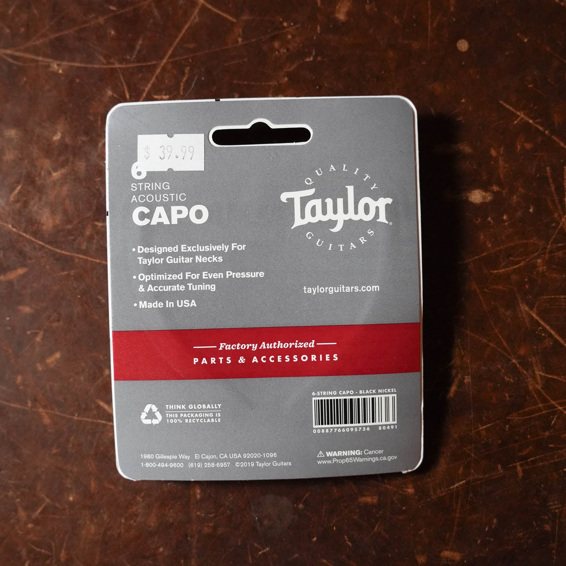 Taylor Capo, 6-String, Black Nickel