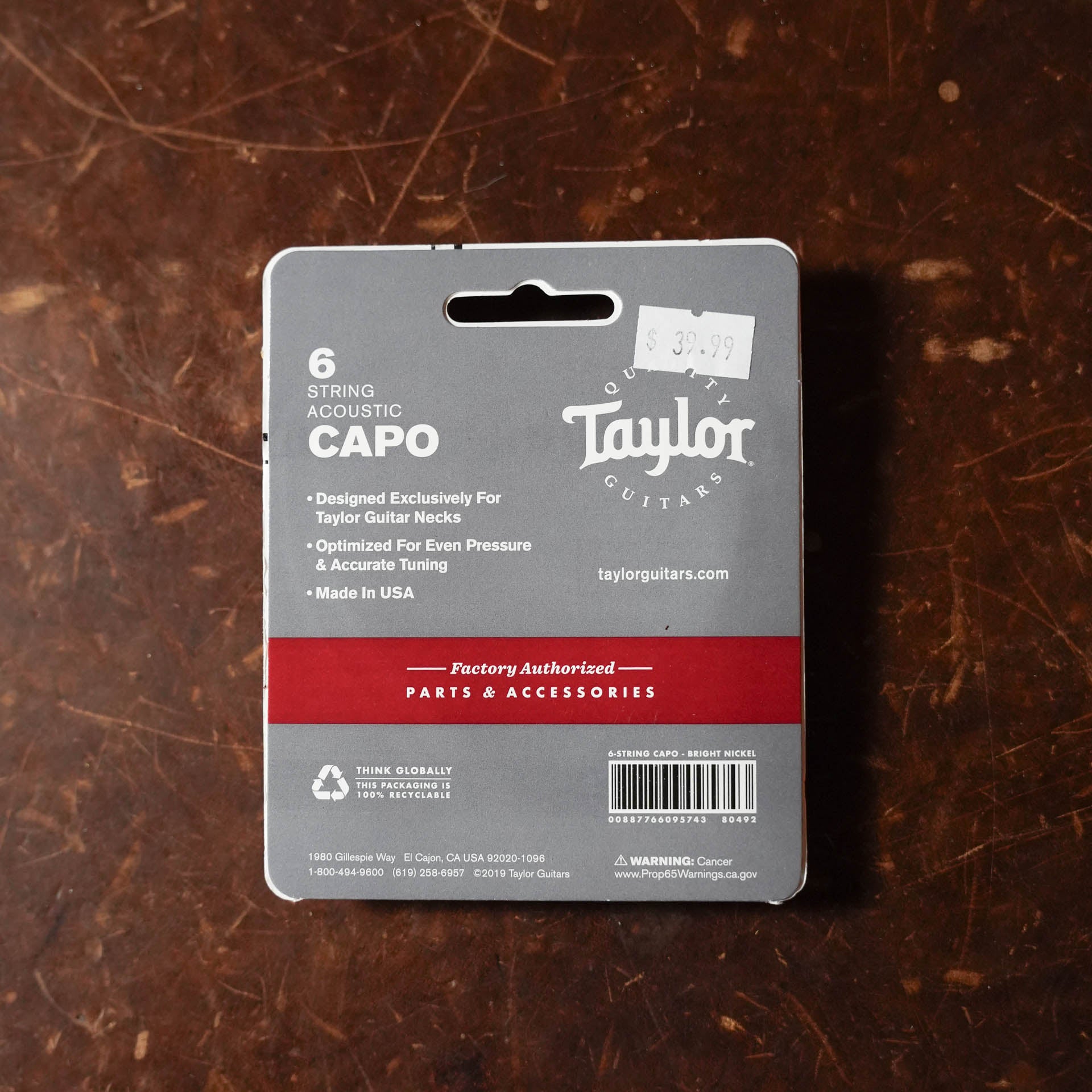 Taylor Capo, 6-String, Bright Nickel