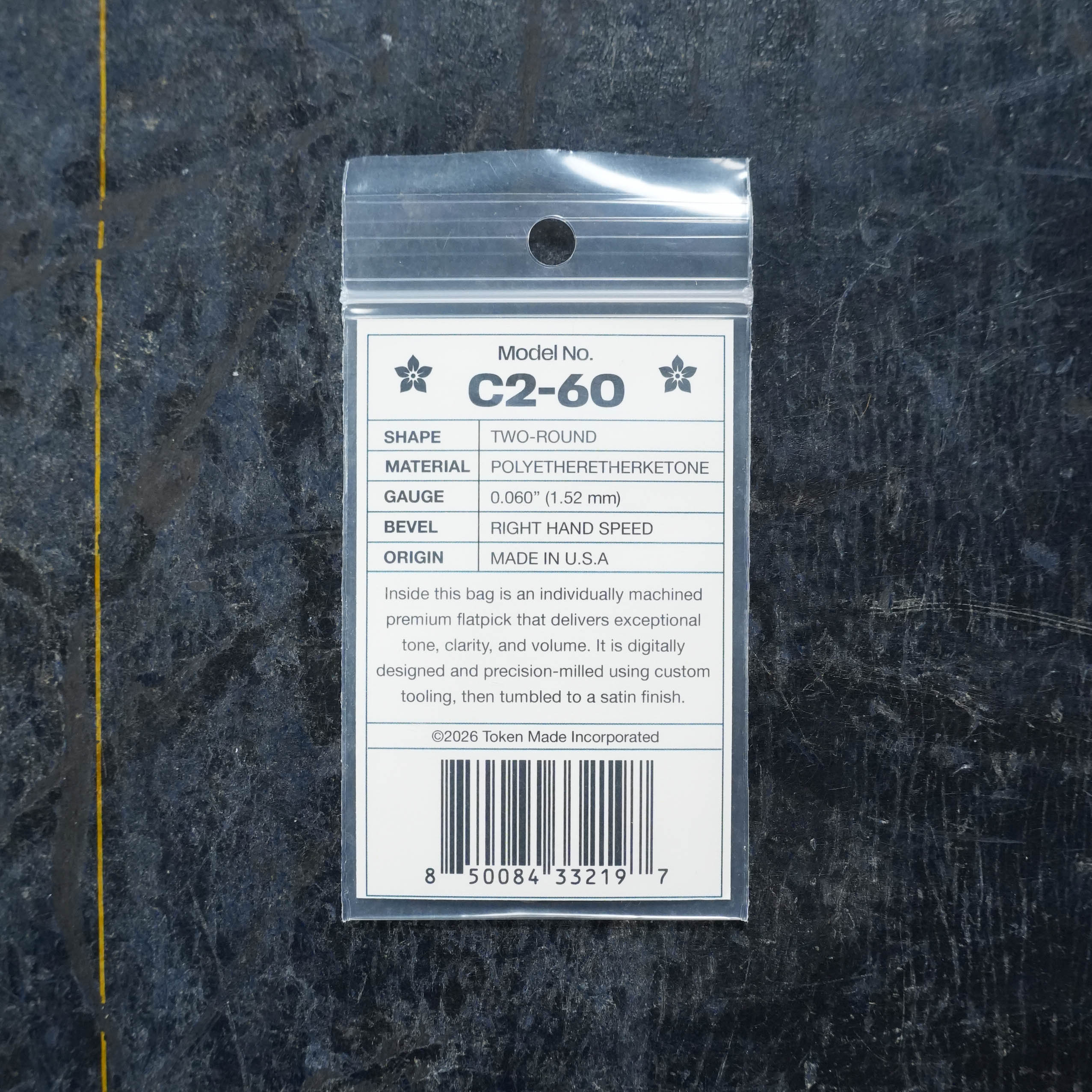 Token C2-60 TAN Flatpick - Two Round 1.52mm