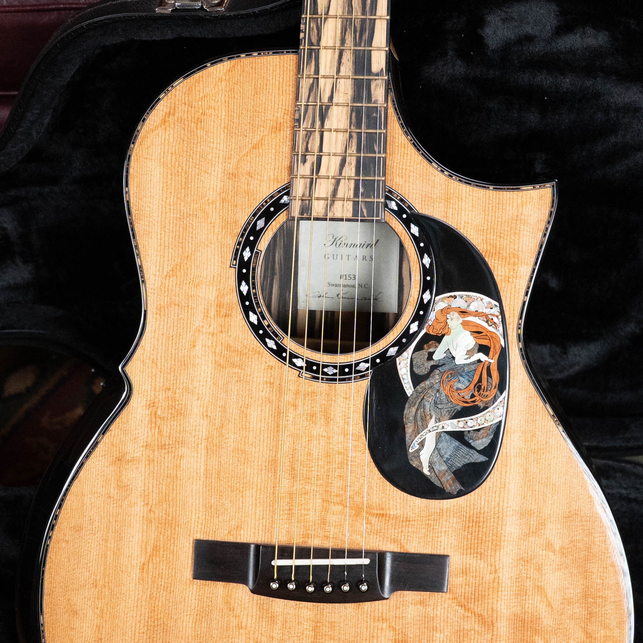 (Used) 2015 Kinnaird Red Lady Bear Claw Sitka/Black & White Ebony Slope Shoulder Venetian Cutaway Dreadnought Guitar w/K&K Pickup #0153