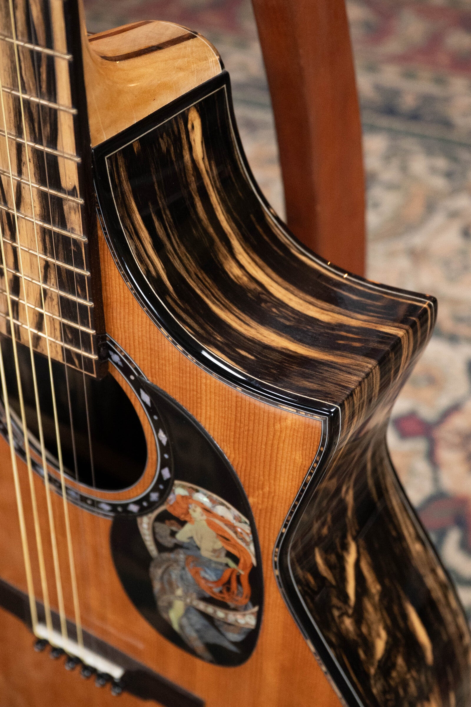 (Used) 2015 Kinnaird Red Lady Bear Claw Sitka/Black & White Ebony Slope Shoulder Venetian Cutaway Dreadnought Guitar w/K&K Pickup #0153