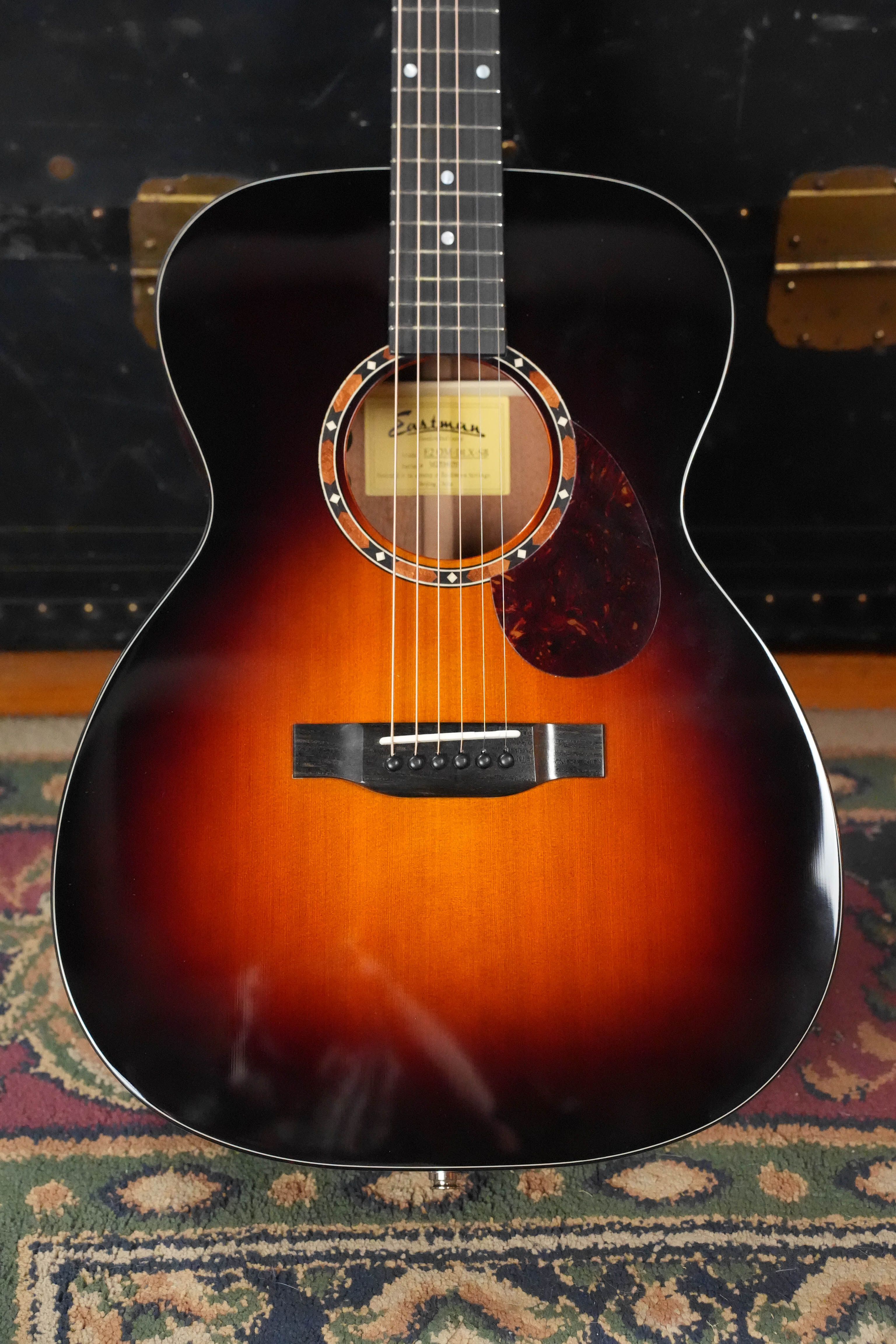 (Used) 2021 Eastman E2OM-DLX-SB Cedar/Sapele Sunburst Orchestra Model Guitar w/Fishman Sonitone #4170