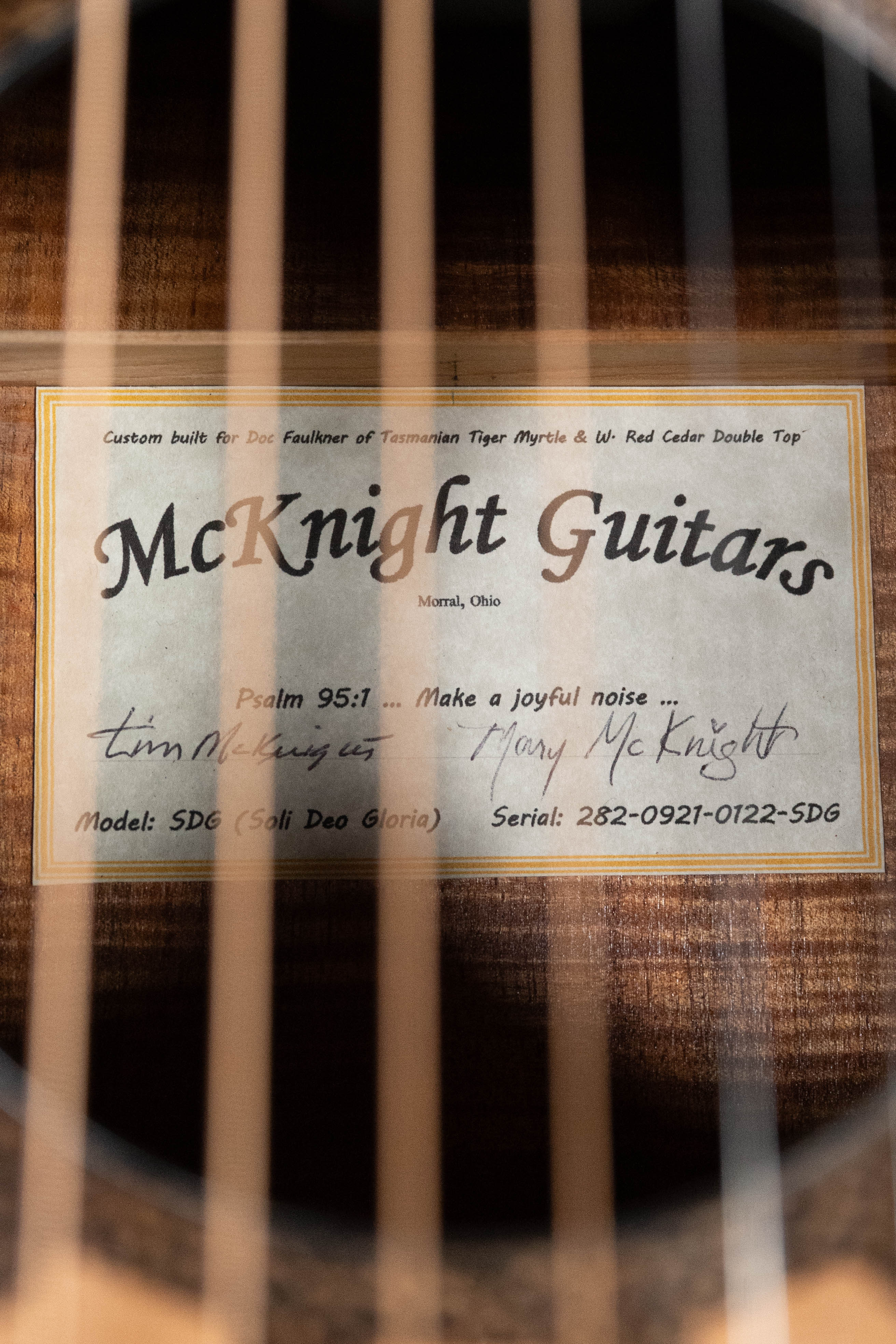 (Used) 2021 McKnight Solo De Gloria "SDG" Red Cedar/Tiger Myrtle Acoustic Guitar #0122