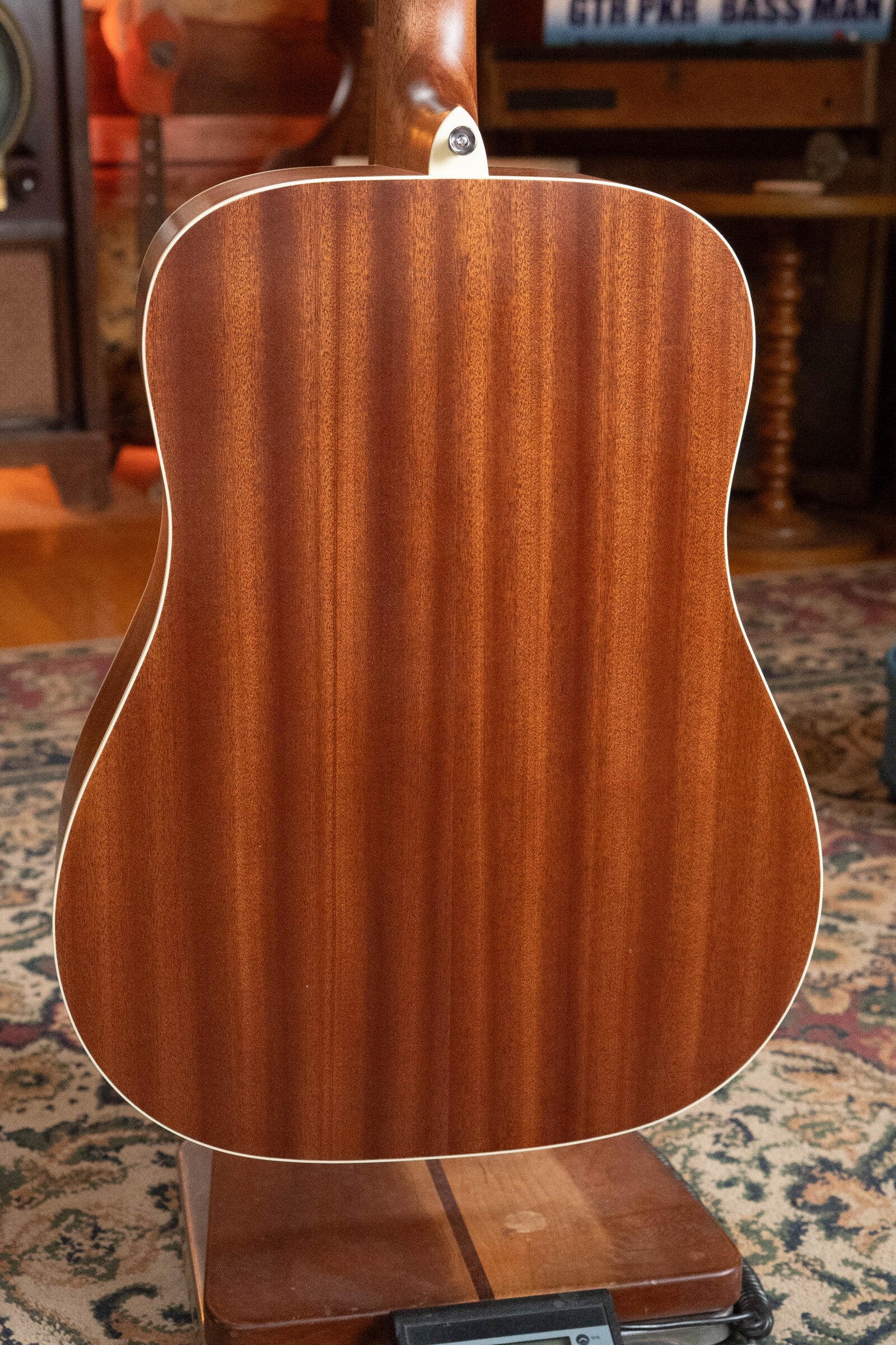 The (Used) 2025 Alvarez RD-26 Spruce/Mahogany Dreadnought Acoustic Guitar #0161 features a smooth, reddish-brown mahogany back with light binding, making it a student-friendly choice from Alvarez.