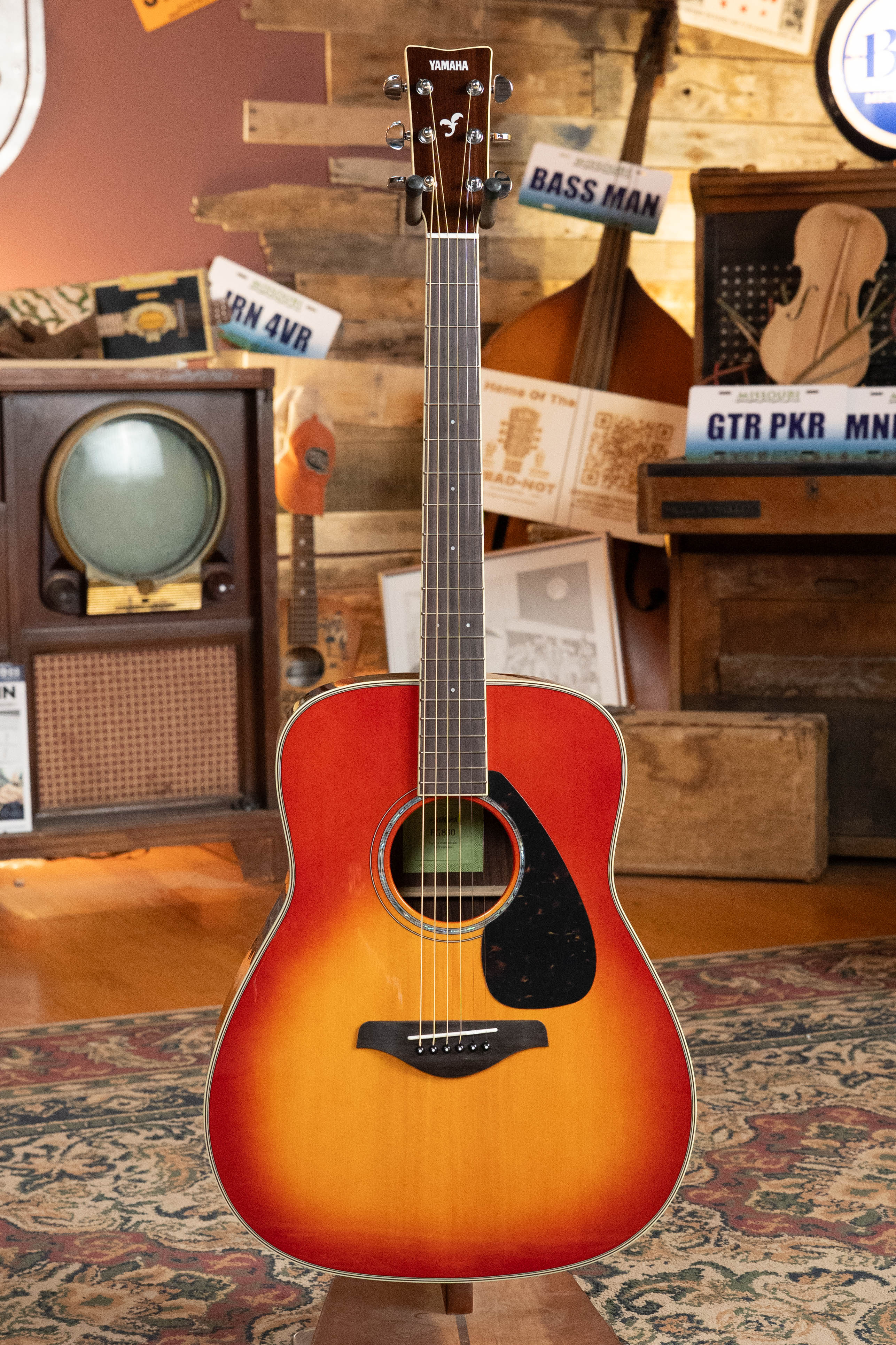 Yamaha FG830 AB Spruce/Laminate Rosewood Autumn Burst Dreadnought Acoustic Guitar #0614