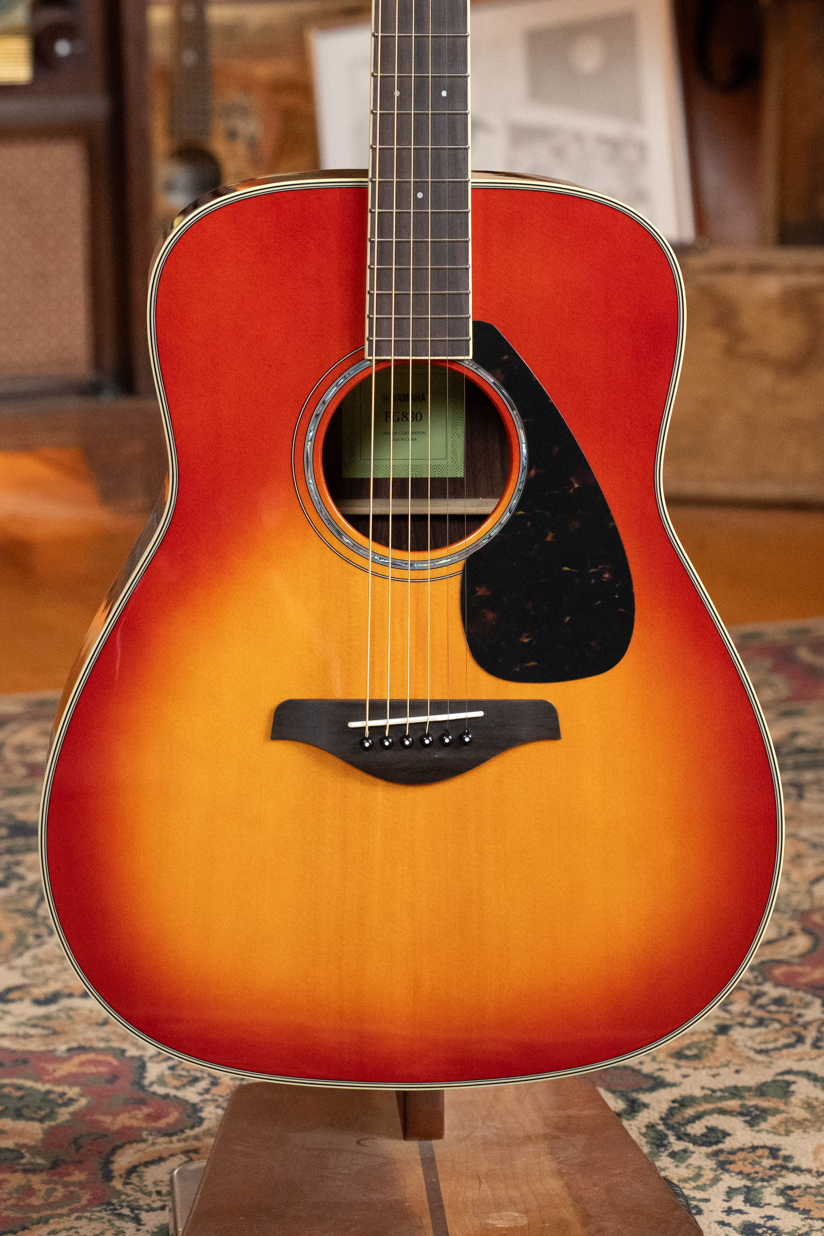 Yamaha FG830 AB Spruce/Laminate Rosewood Autumn Burst Dreadnought Acoustic Guitar #0614