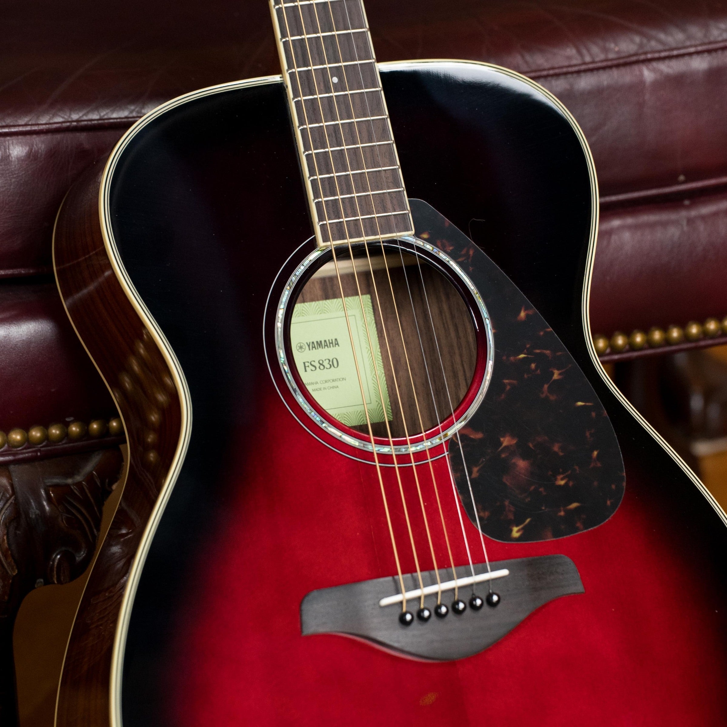 Yamaha FS830 DSR Dusk Sun Red Spruce/Rosewood Concert Body Acoustic Guitar #0162