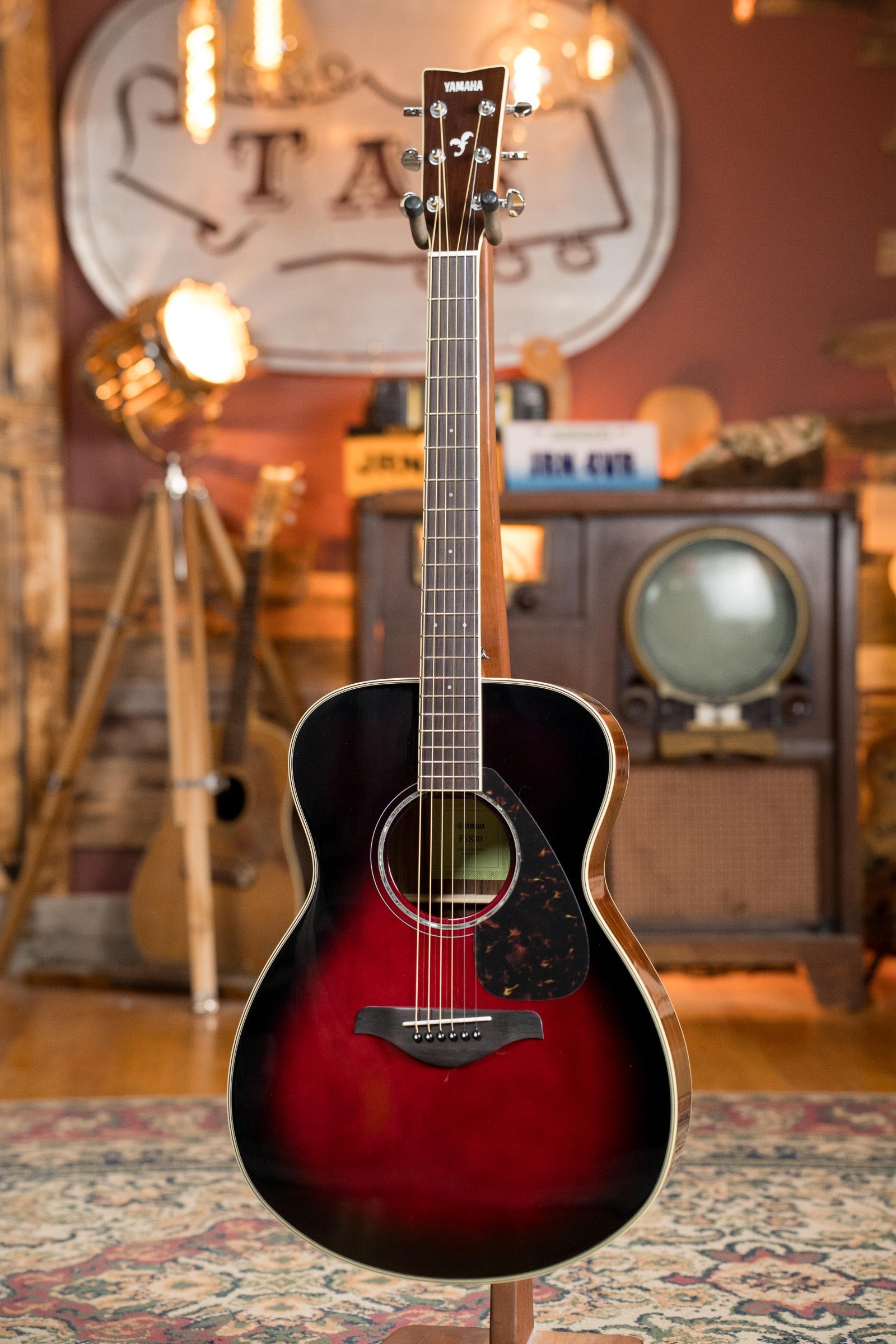 Yamaha FS830 DSR Dusk Sun Red Spruce/Rosewood Concert Body Acoustic Guitar #0162