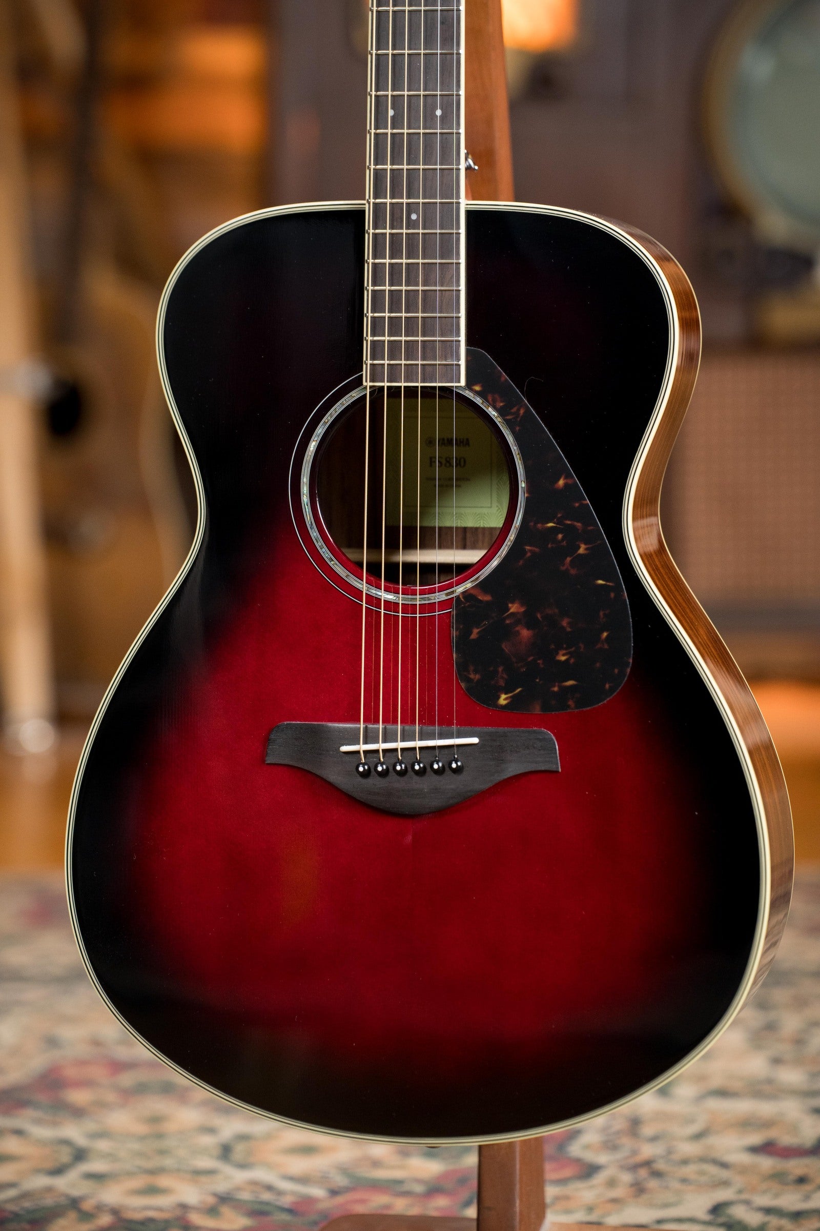 Yamaha FS830 DSR Dusk Sun Red Spruce/Rosewood Concert Body Acoustic Guitar #0162