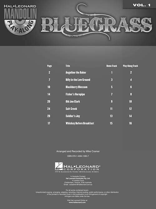 Bluegrass Mandolin Play-Along Volume 1 (HL00702517)