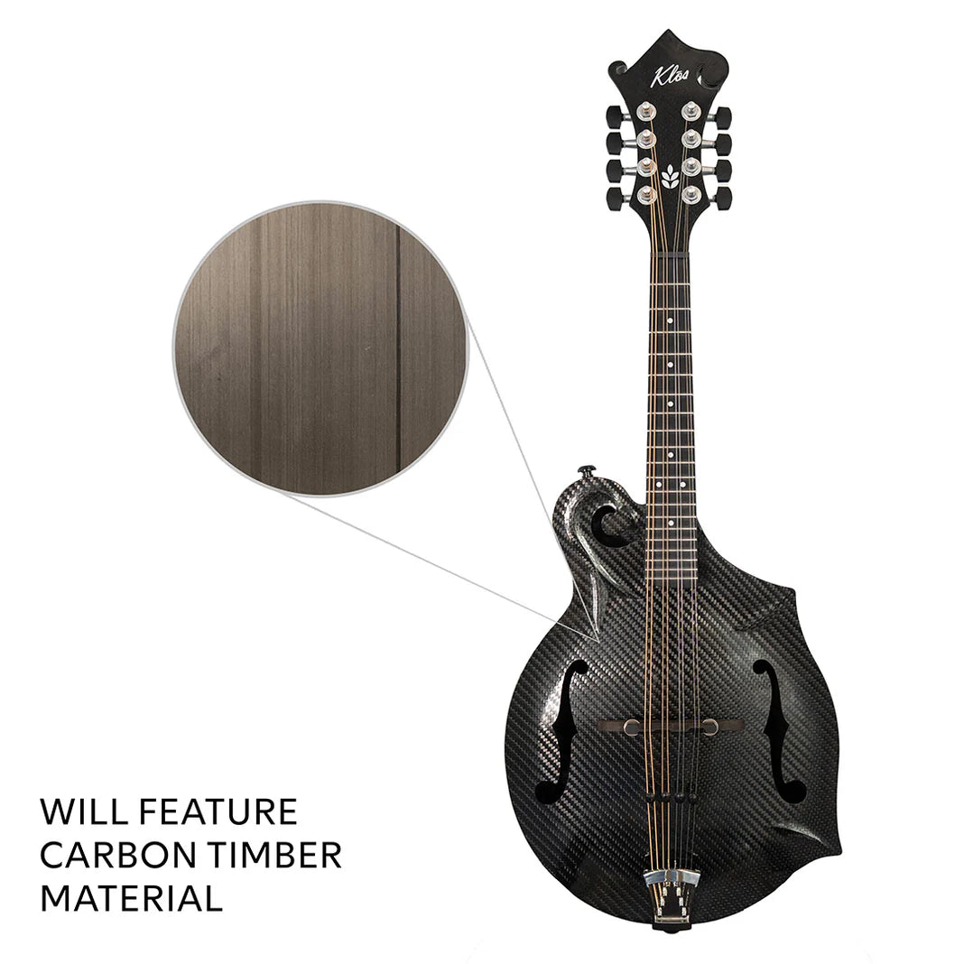 PRE-ORDER DEPOSIT ONLY *New 2026 Model* KLOS Carbon Timber F-Style Mandolin (Acoustic or w/Pickup)