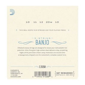 D'Addario EJS60 Stainless Steel 5 String Banjo Strings - Light 10-20