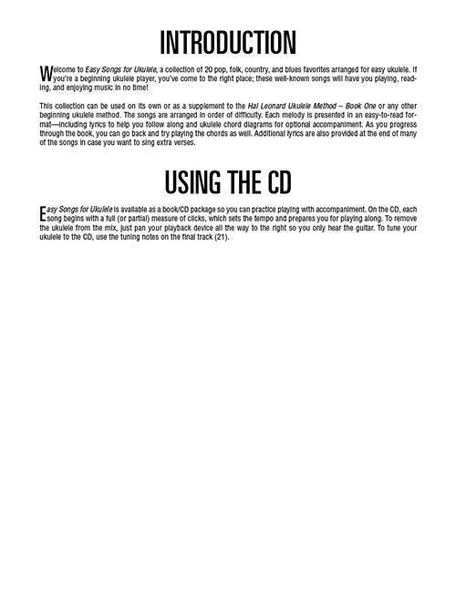 Easy Songs For Ukulele W/Audio (HL00695904)