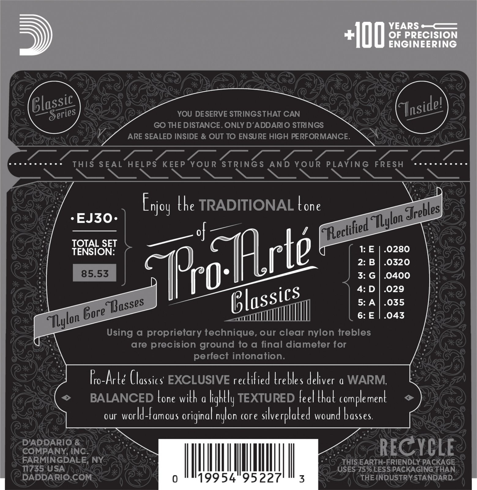 D'Addario EJ30 Pro-Arte Rectified Trebles Normal Tension Acoustic Guitar Strings