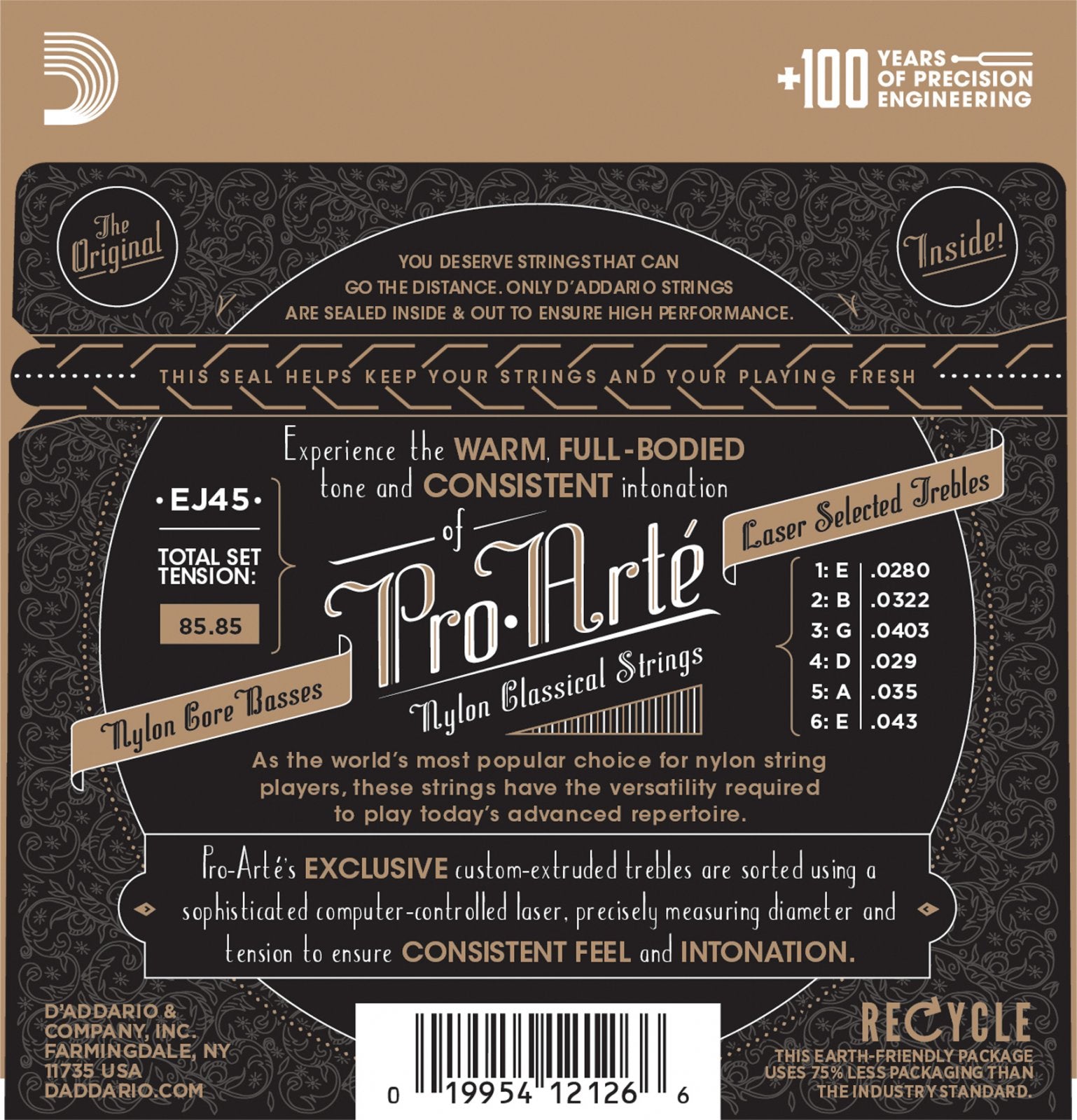 D'Addario EJ45 Pro-Art Nylon Classical Guitar Strings - Normal Tension