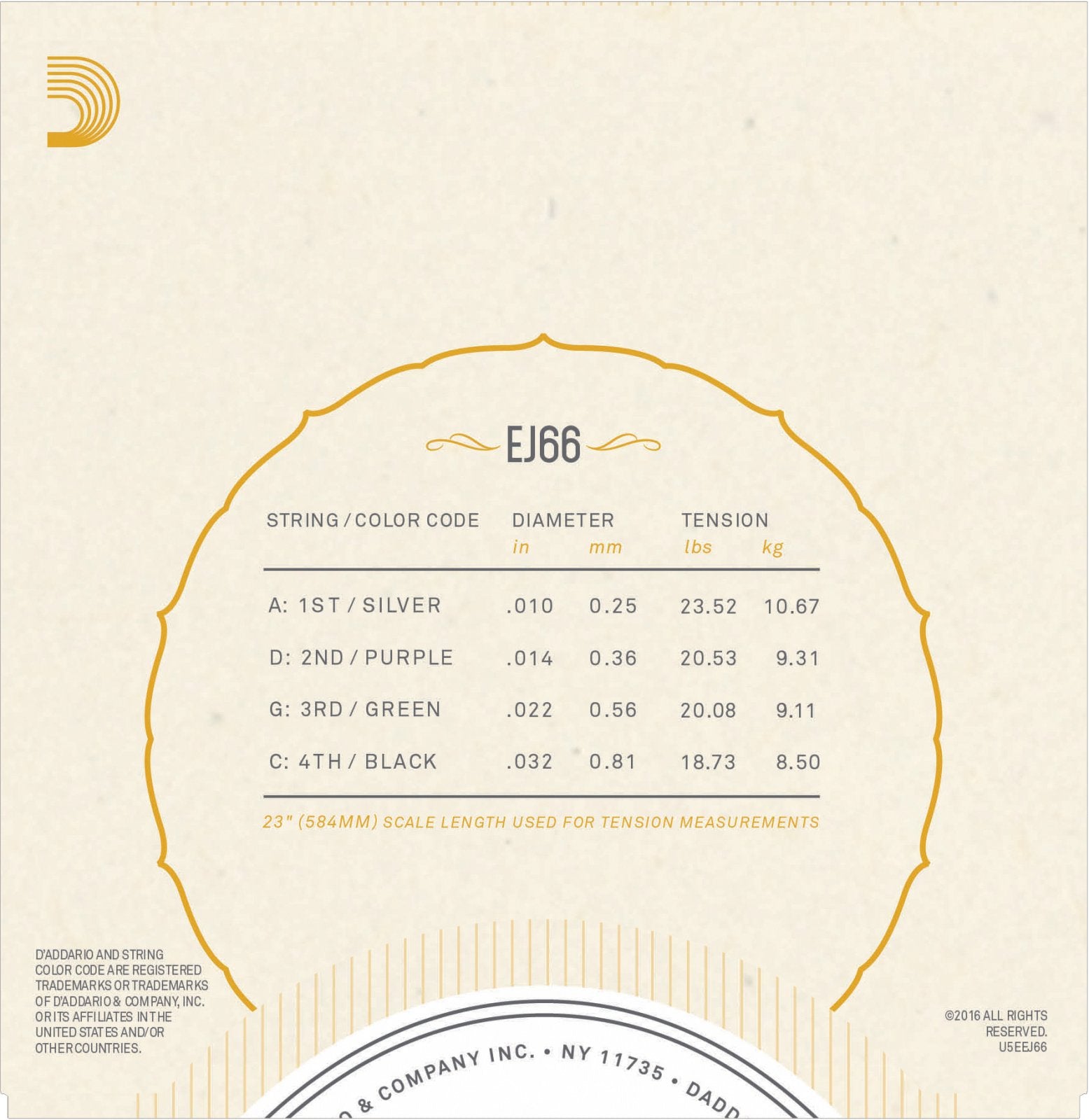 D'Addario EJ66 Tenor Guitar Strings