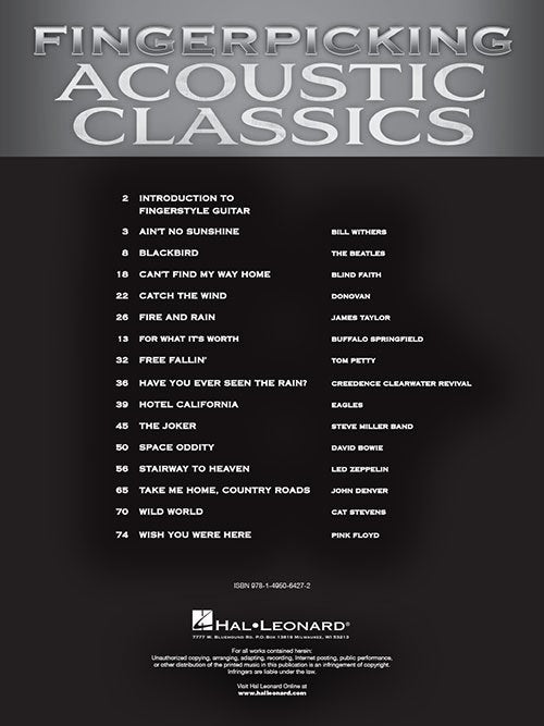 Fingerpicking Acoustic Classics 15 Songs Arranged for Solo Guitar in Standard Notation & Tab (HL00160211)