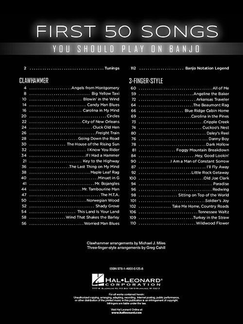 First 50 Songs You Should Play on Banjo (HL00153311)
